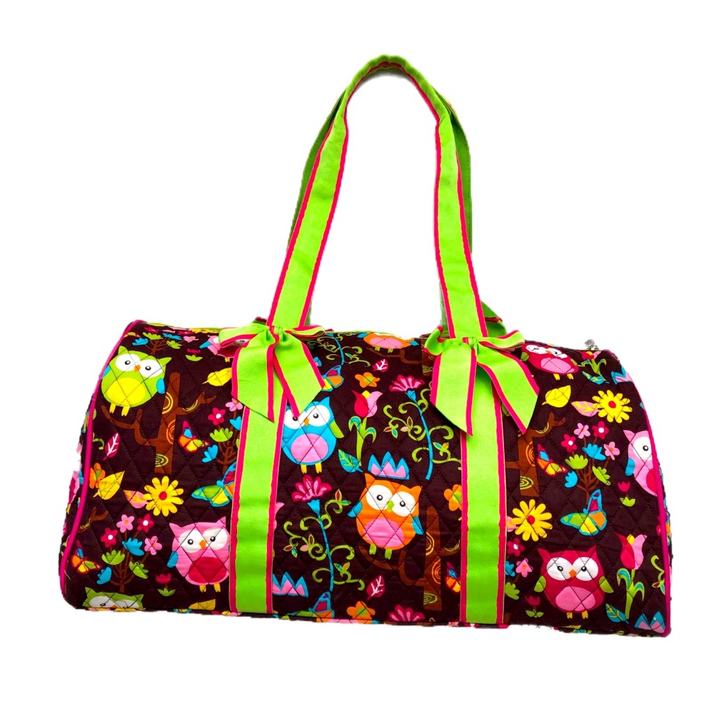 N. Gil Owl Tote Bag Overnight Weekender Zip Top Sz 11”x21”